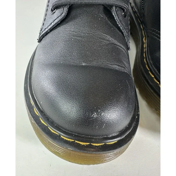 Dr. Martens Junior 1460 Softy T Black Leather Lace-Up Side Zip Boots Kids Size 2 - Picture 4 of 14